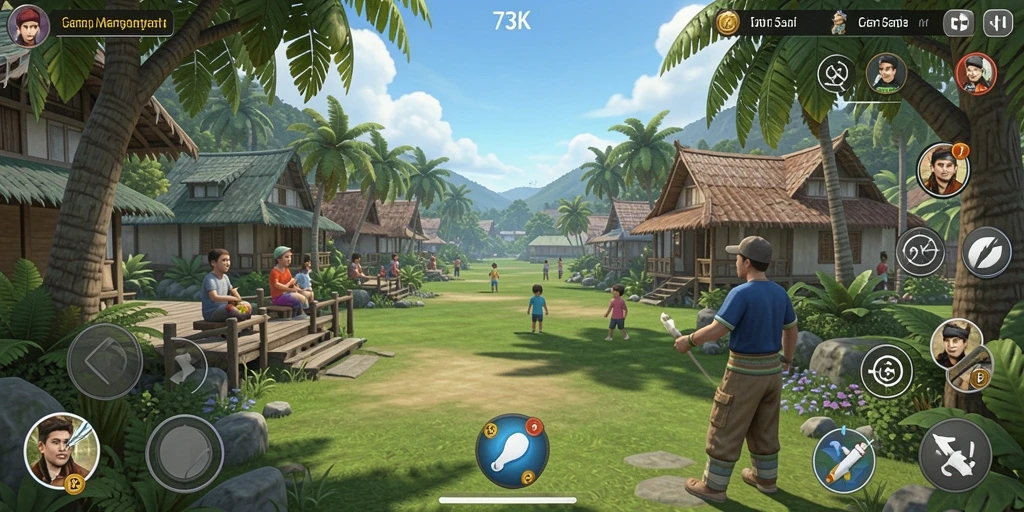 Tampilan gameplay 73K yang menarik dan santai.
